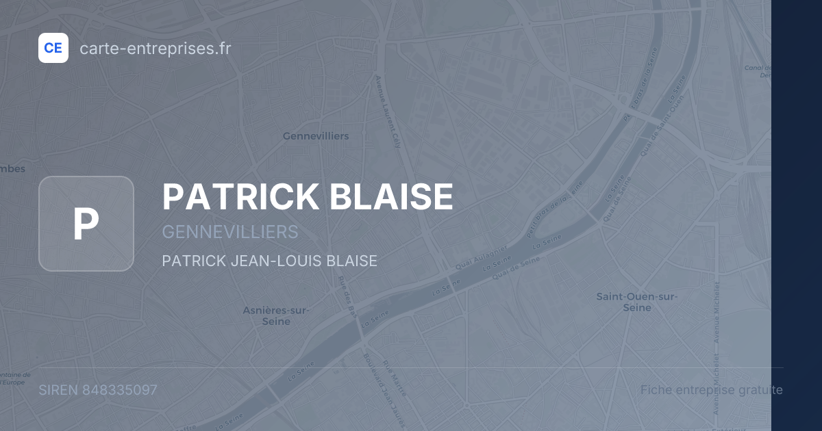PATRICK BLAISE — 848335097 — fiche entreprise