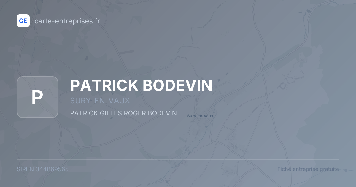 PATRICK BODEVIN — 344869565 — fiche entreprise