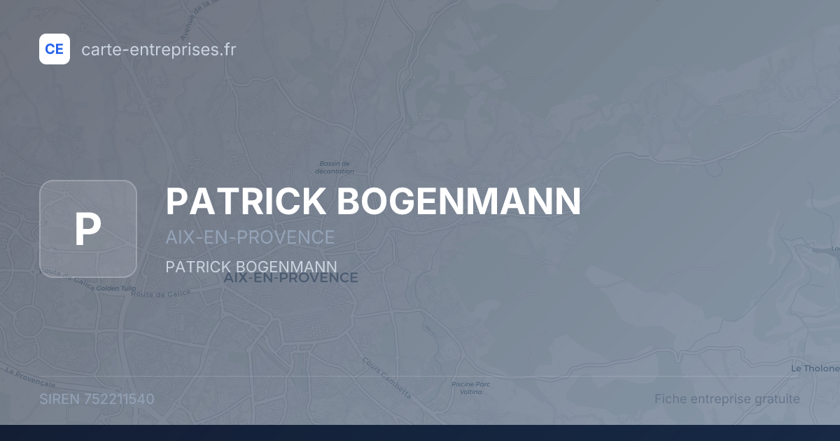 PATRICK BOGENMANN — 752211540 — fiche entreprise