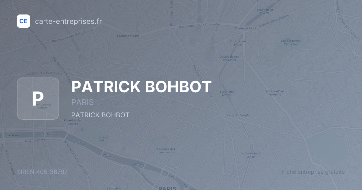 PATRICK BOHBOT — 405136797 — fiche entreprise