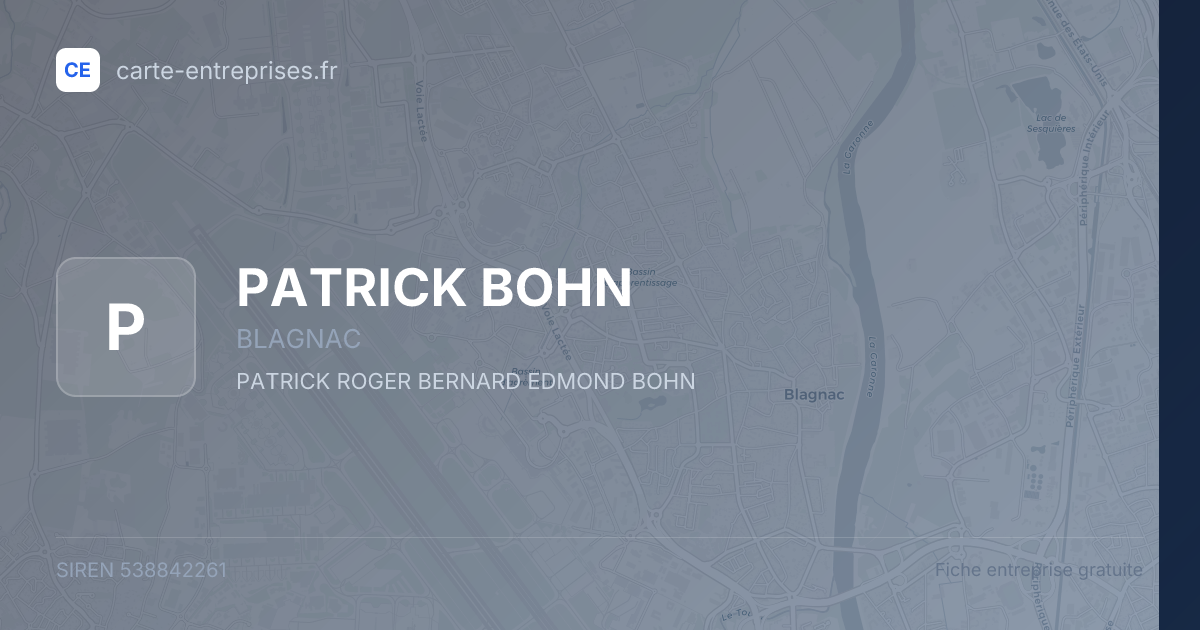 PATRICK BOHN — 538842261 — fiche entreprise