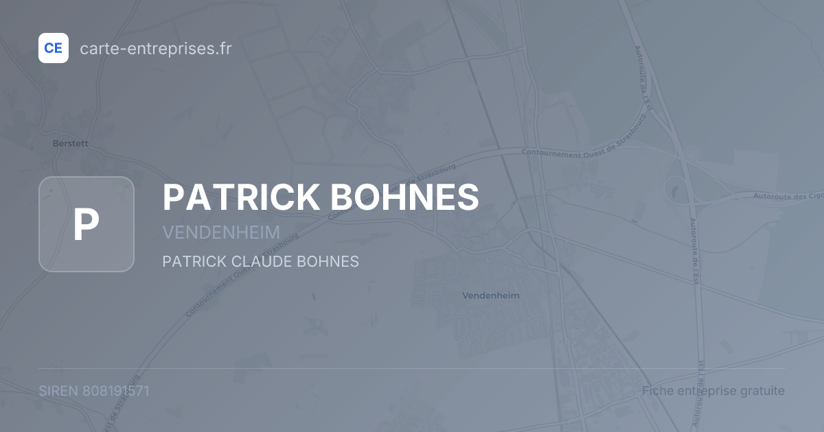 PATRICK BOHNES — 808191571 — fiche entreprise
