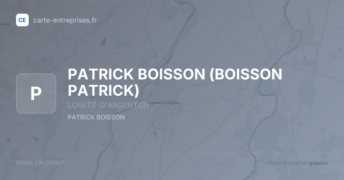 PATRICK BOISSON (BOISSON PATRICK) — 395291867 — fiche entreprise