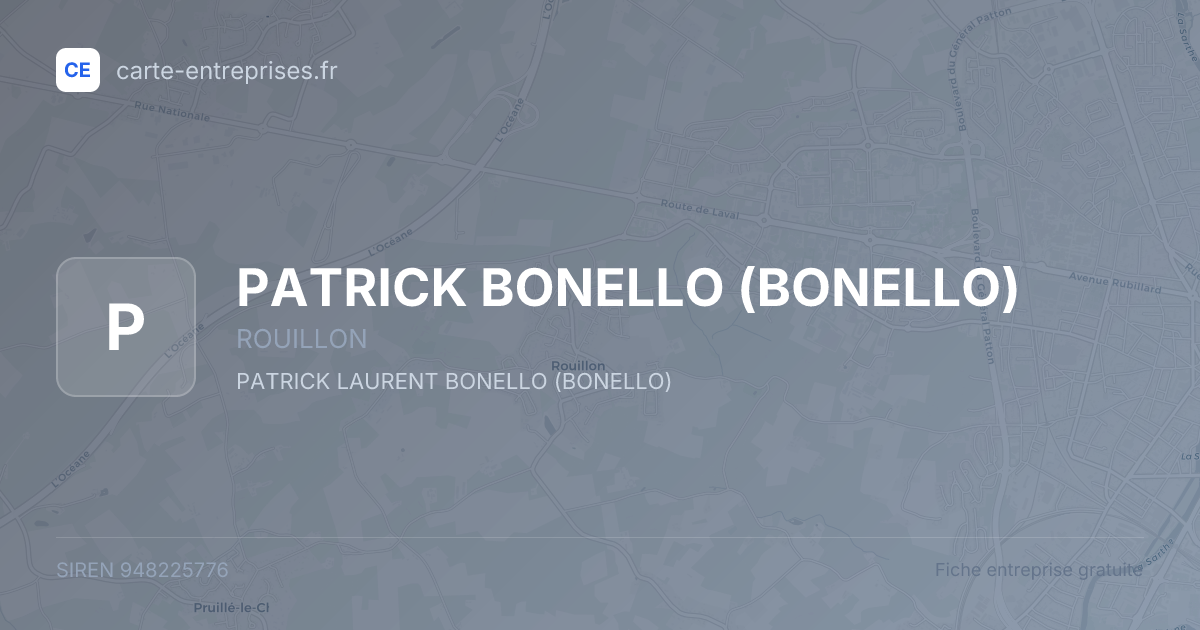 PATRICK BONELLO (BONELLO) — 948225776 — fiche entreprise