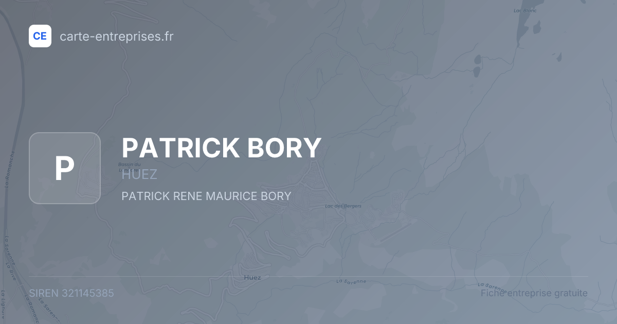 PATRICK BORY — 321145385 — fiche entreprise