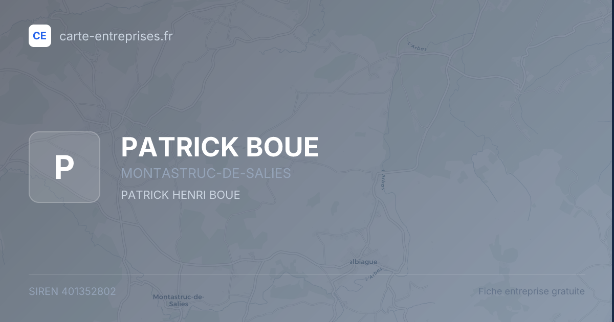PATRICK BOUE — 401352802 — fiche entreprise