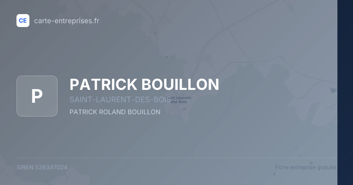 PATRICK BOUILLON — 528347024 — fiche entreprise