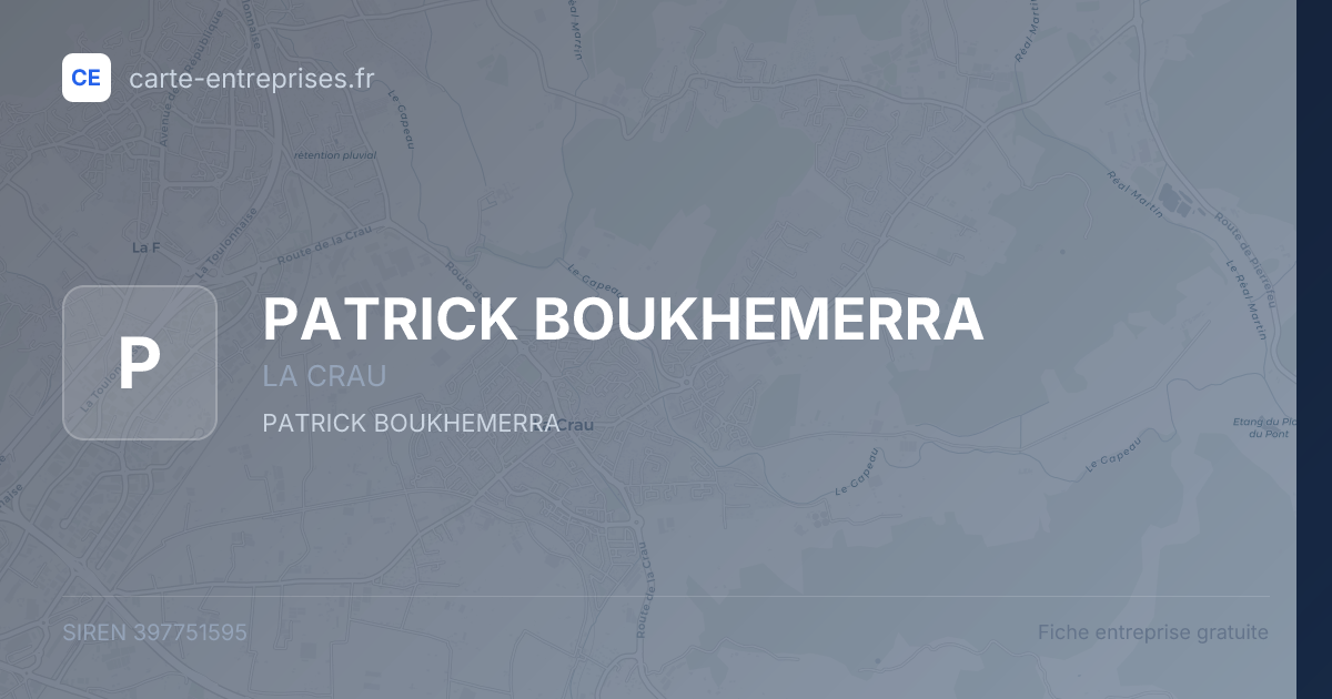 PATRICK BOUKHEMERRA — 397751595 — fiche entreprise