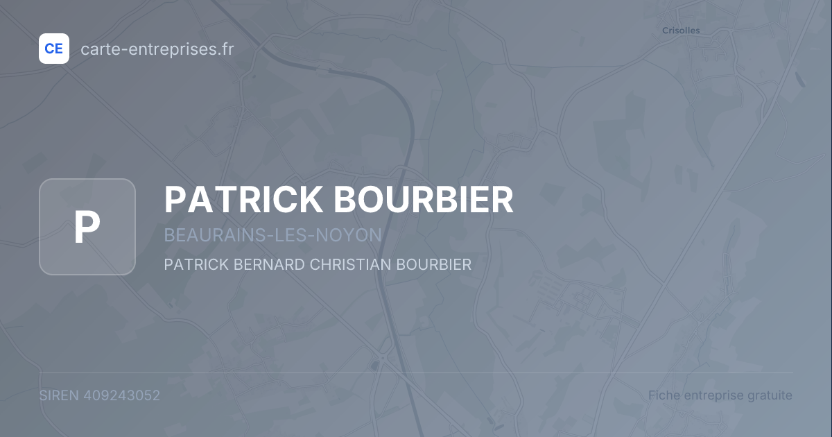 PATRICK BOURBIER — 409243052 — fiche entreprise