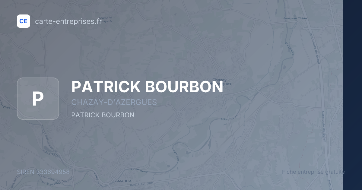 PATRICK BOURBON — 333694958 — fiche entreprise