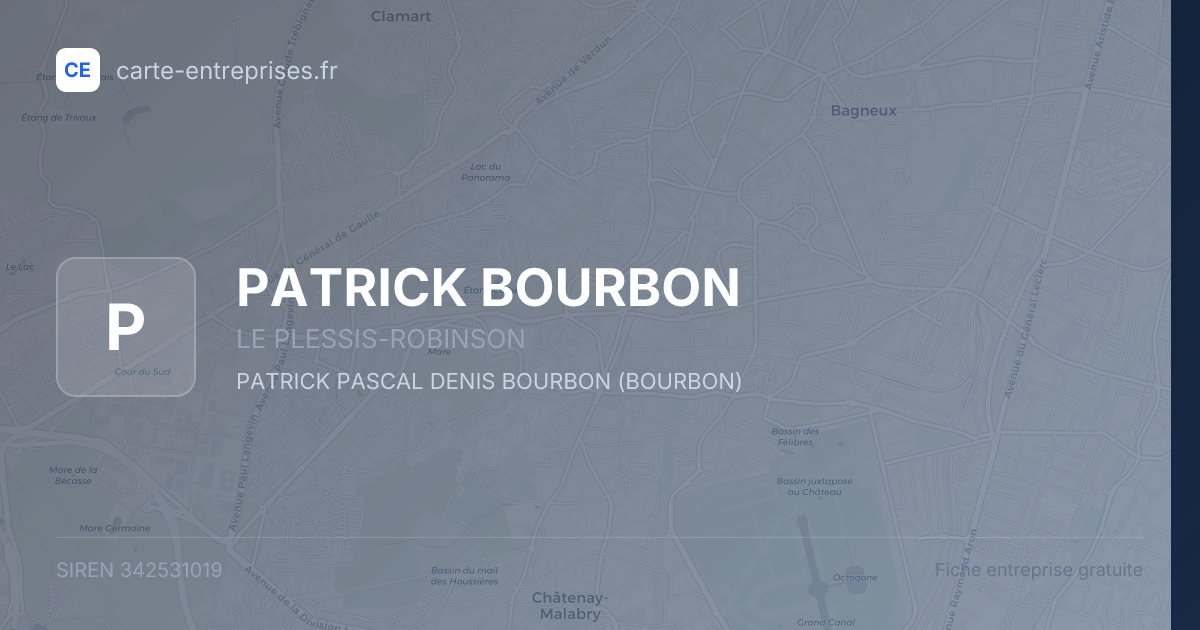 PATRICK BOURBON — 342531019 — fiche entreprise