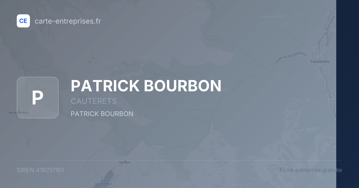 PATRICK BOURBON — 419217161 — fiche entreprise