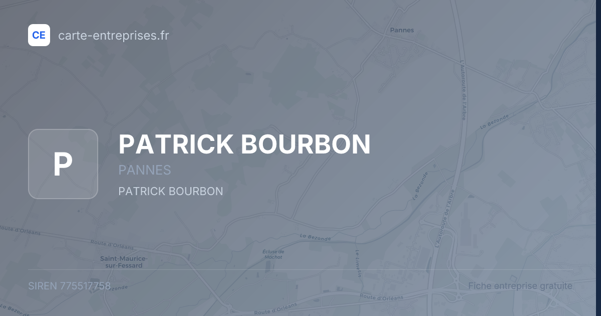 PATRICK BOURBON — 775517758 — fiche entreprise