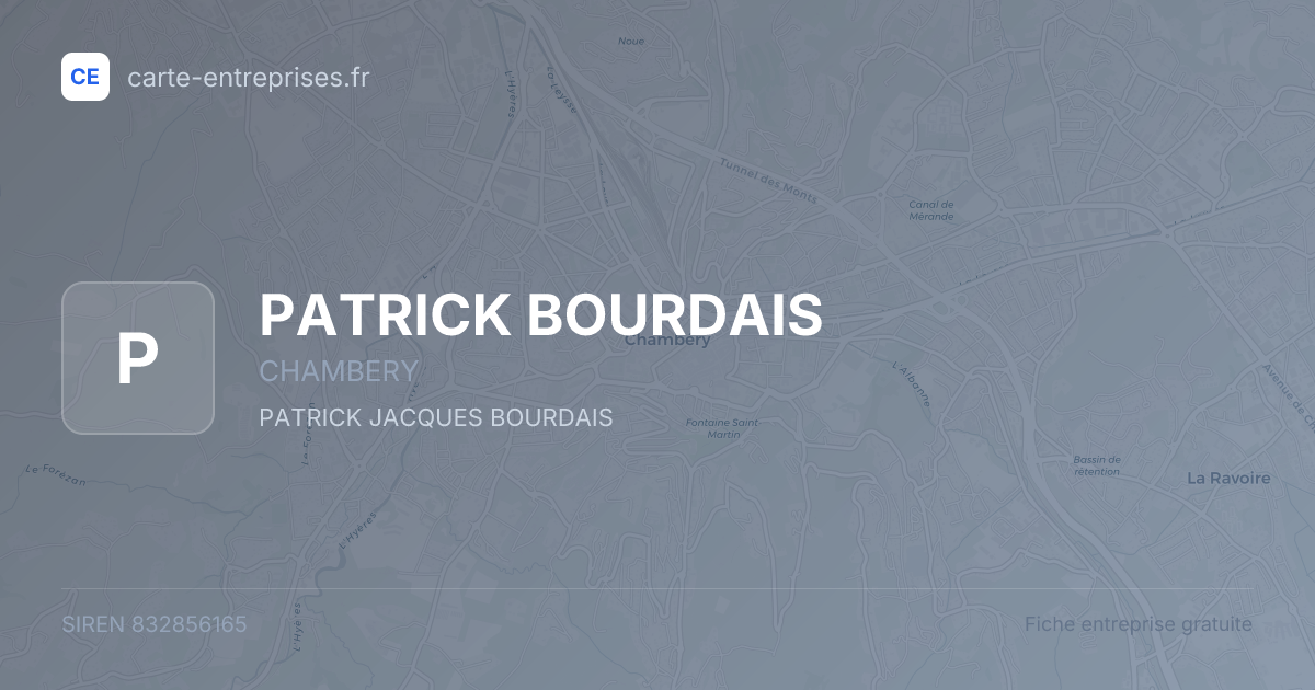 PATRICK BOURDAIS — 832856165 — fiche entreprise