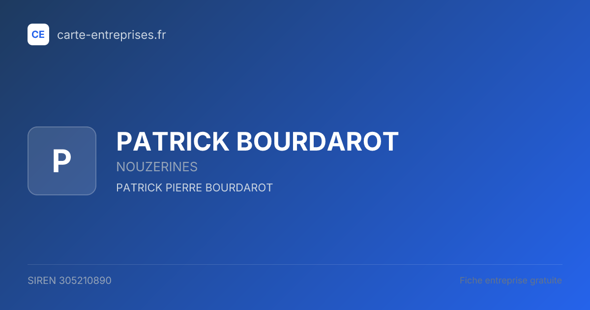 PATRICK BOURDAROT — 305210890 — fiche entreprise