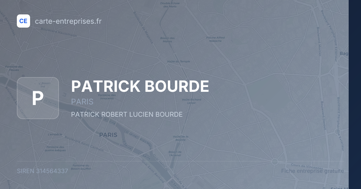 PATRICK BOURDE — 314564337 — fiche entreprise