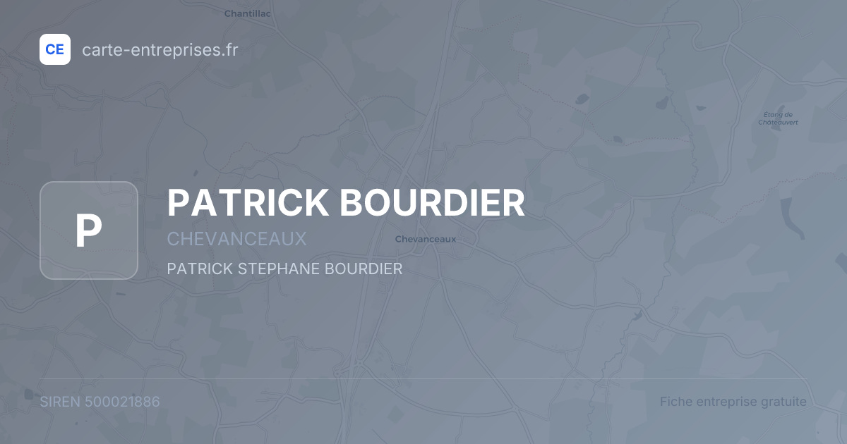PATRICK BOURDIER — 500021886 — fiche entreprise