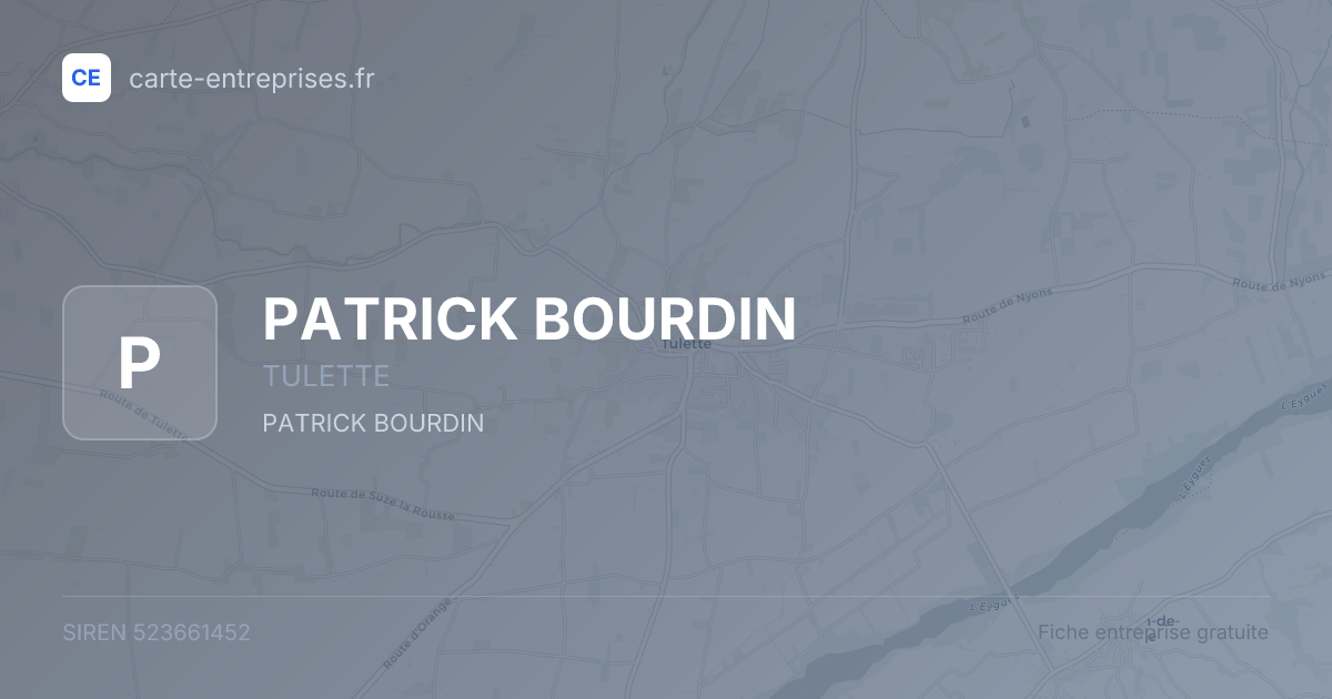 PATRICK BOURDIN — 523661452 — fiche entreprise
