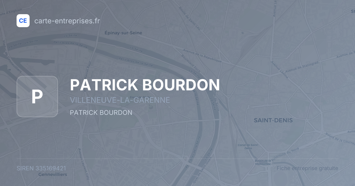 PATRICK BOURDON — 335169421 — fiche entreprise