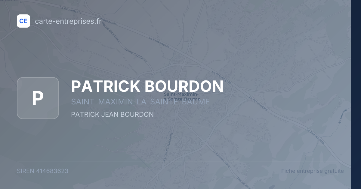 PATRICK BOURDON — 414683623 — fiche entreprise