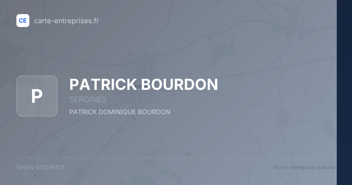 PATRICK BOURDON — 501019475 — fiche entreprise