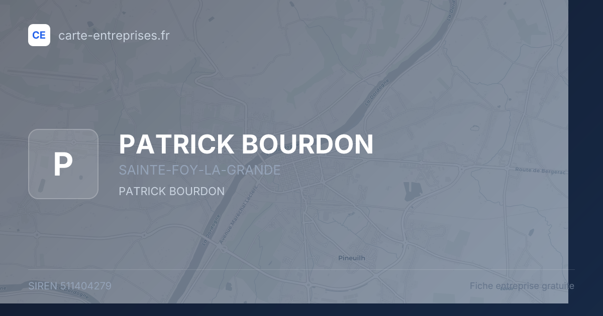 PATRICK BOURDON — 511404279 — fiche entreprise