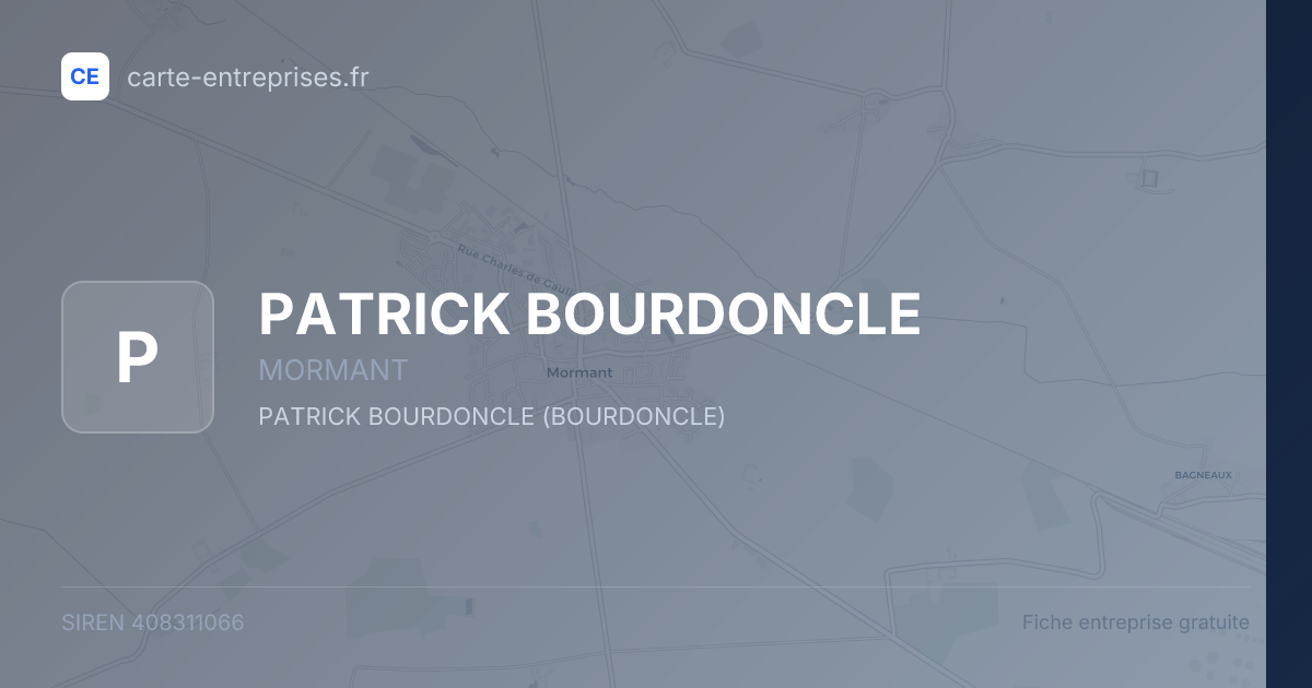 PATRICK BOURDONCLE — 408311066 — fiche entreprise