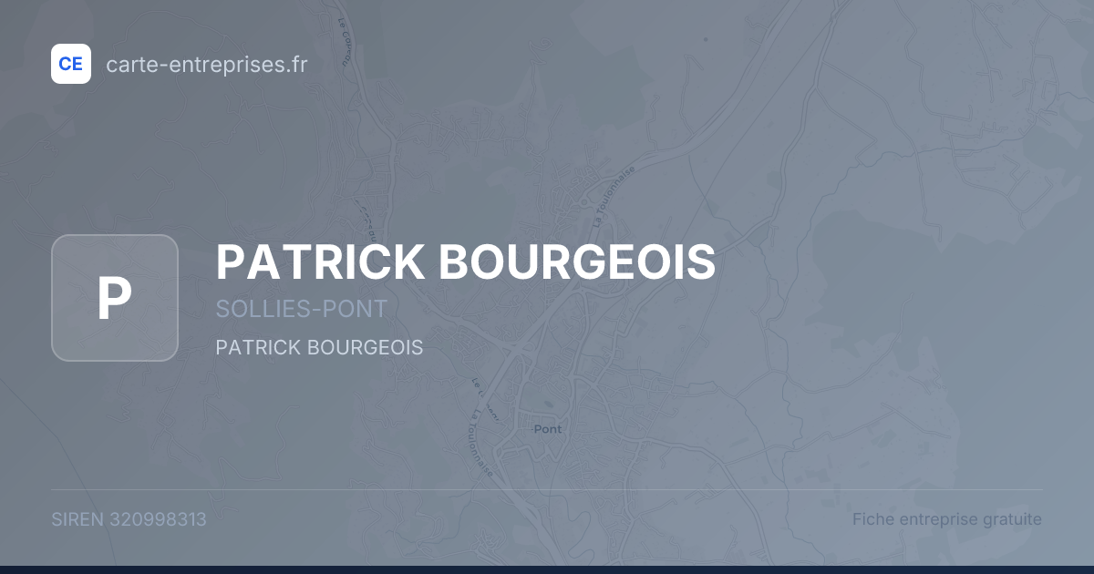 PATRICK BOURGEOIS — 320998313 — fiche entreprise