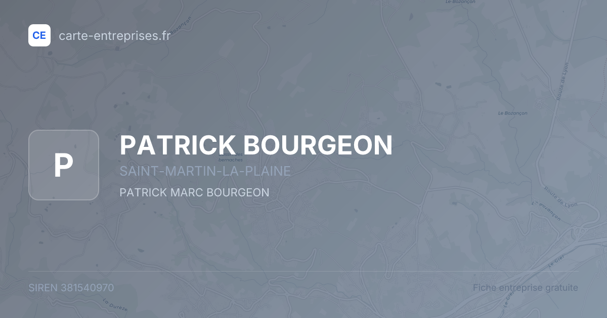 PATRICK BOURGEON — 381540970 — fiche entreprise