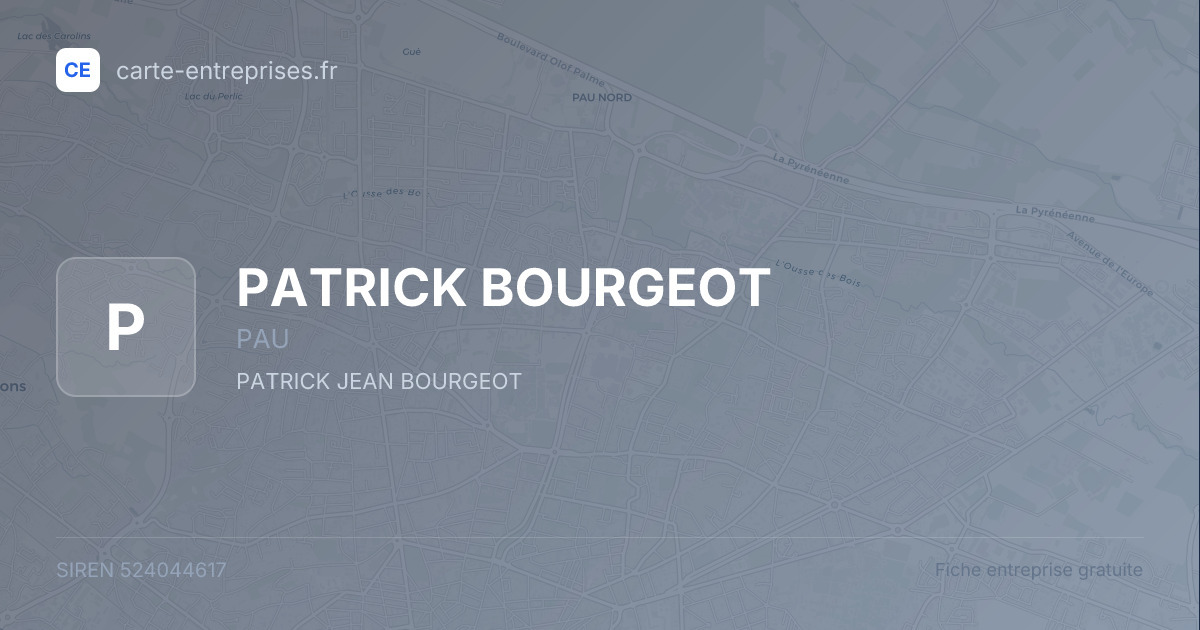 PATRICK BOURGEOT — 524044617 — fiche entreprise
