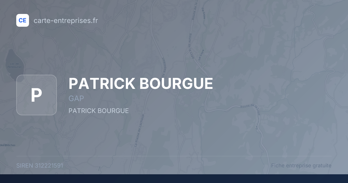 PATRICK BOURGUE — 312221591 — fiche entreprise