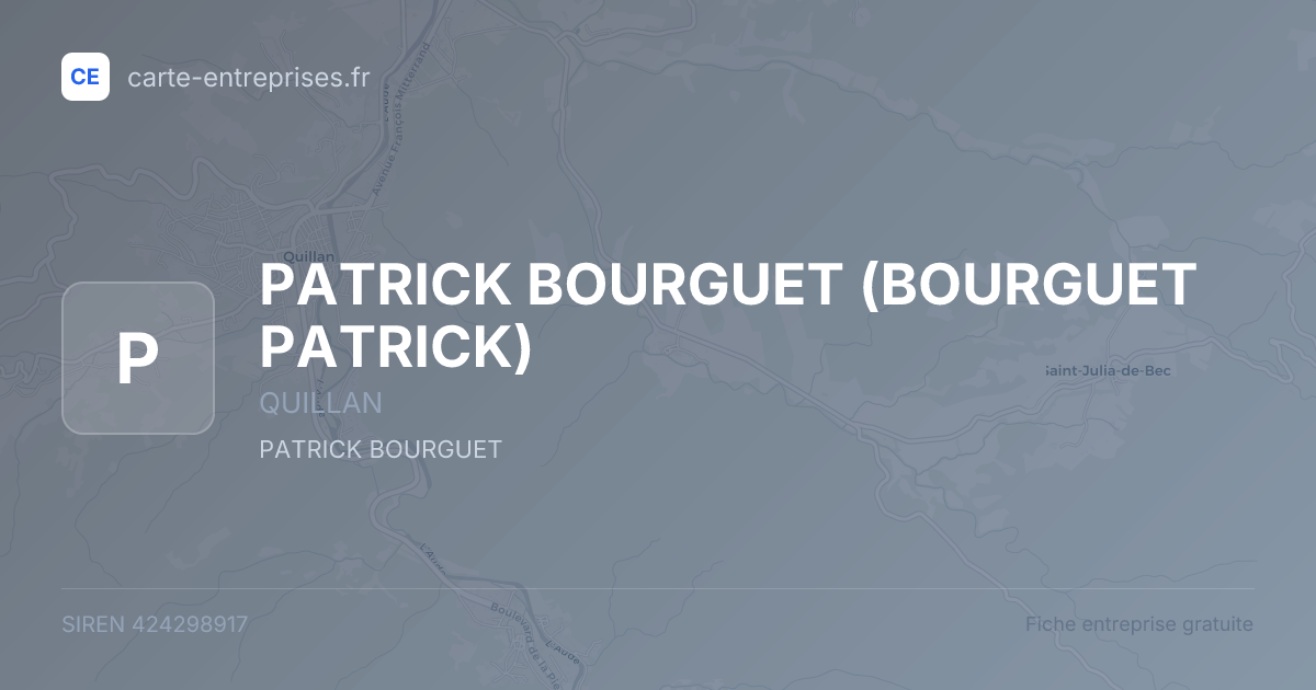PATRICK BOURGUET (BOURGUET PATRICK) — 424298917 — fiche entreprise