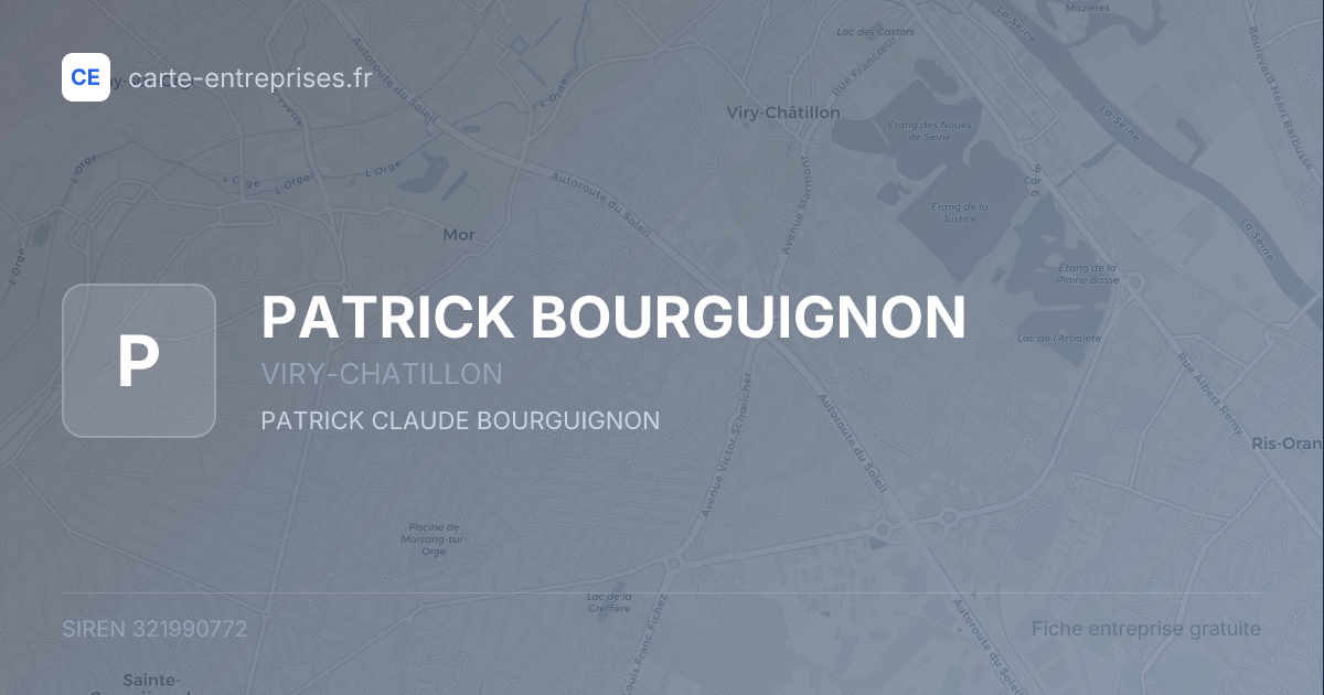 PATRICK BOURGUIGNON — 321990772 — fiche entreprise