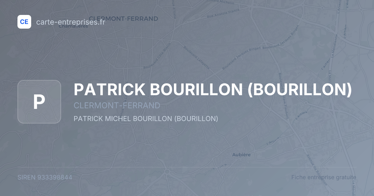 PATRICK BOURILLON (BOURILLON) — 933398844 — fiche entreprise
