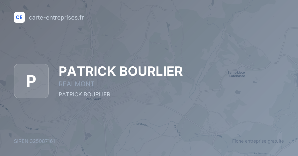 PATRICK BOURLIER — 325087161 — fiche entreprise