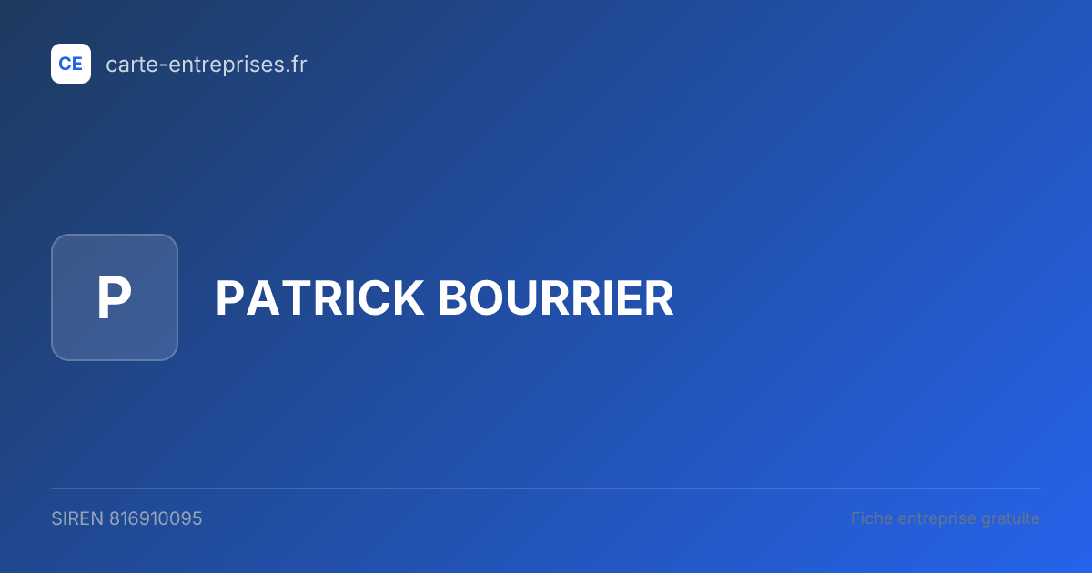 PATRICK BOURRIER — 816910095 — fiche entreprise