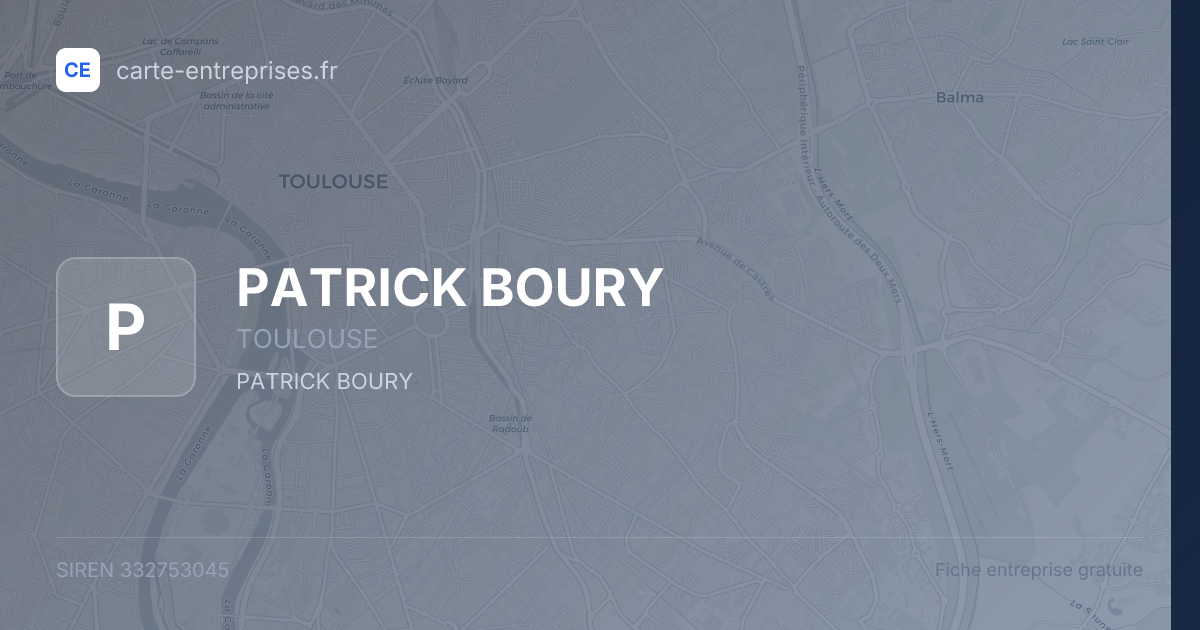 PATRICK BOURY — 332753045 — fiche entreprise