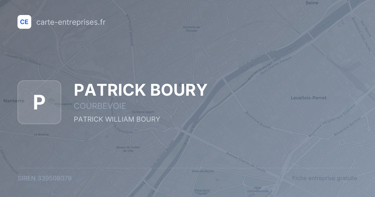 PATRICK BOURY — 339508079 — fiche entreprise
