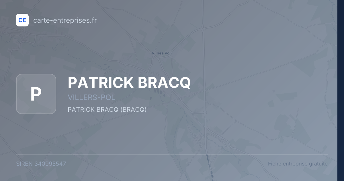 PATRICK BRACQ — 340995547 — fiche entreprise
