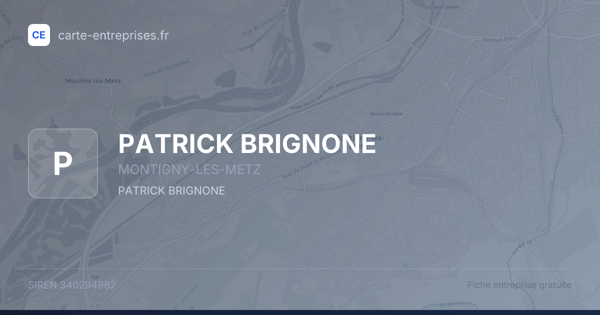 PATRICK BRIGNONE — 340294982 — fiche entreprise