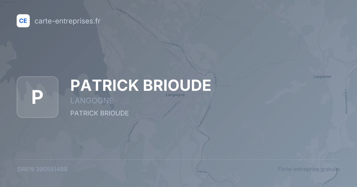 PATRICK BRIOUDE — 390551489 — fiche entreprise