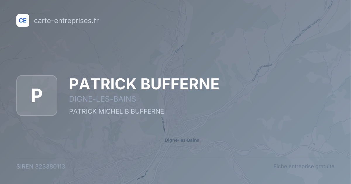 PATRICK BUFFERNE — 323380113 — fiche entreprise