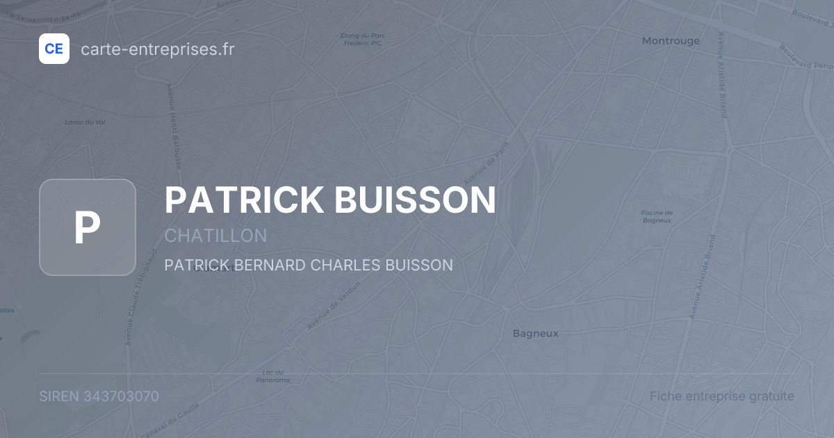 PATRICK BUISSON — 343703070 — fiche entreprise