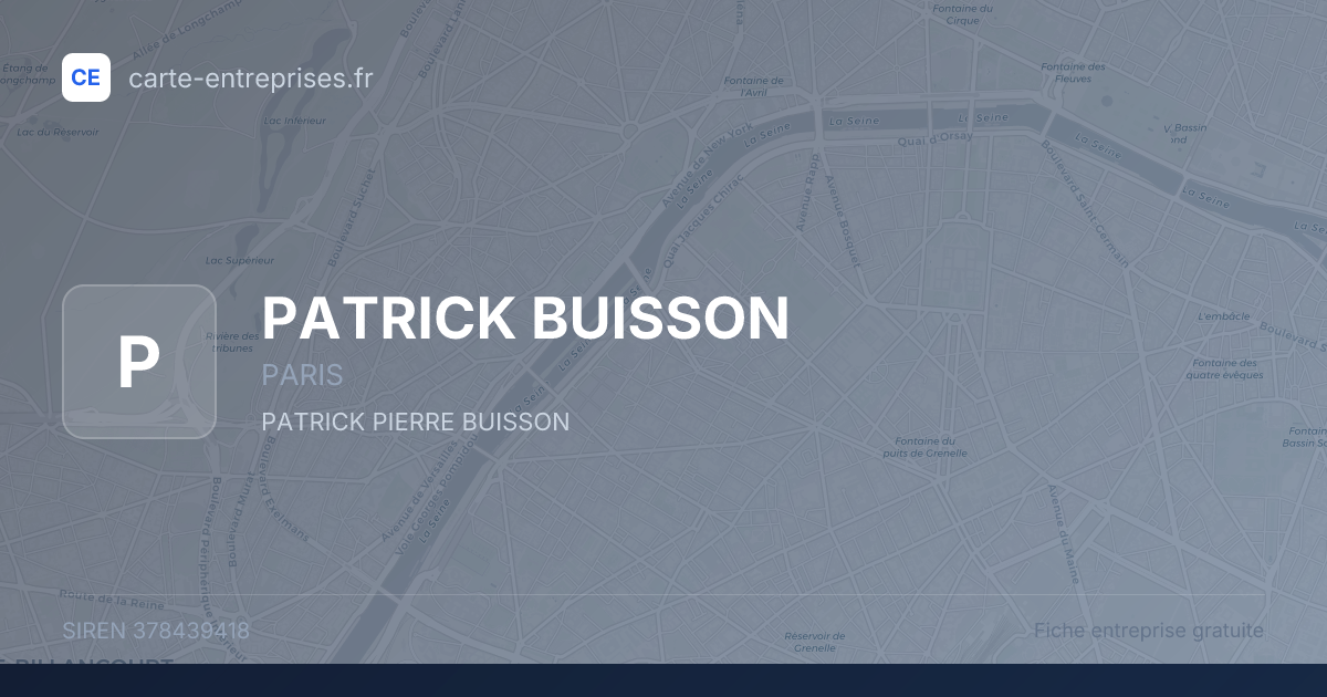 PATRICK BUISSON — 378439418 — fiche entreprise