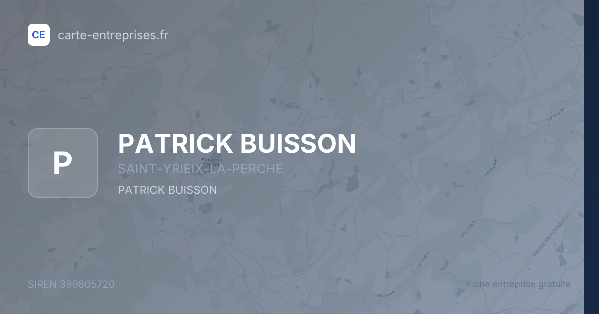 PATRICK BUISSON — 399805720 — fiche entreprise