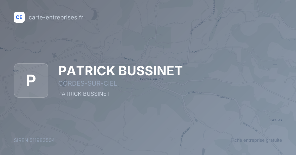 PATRICK BUSSINET — 511983504 — fiche entreprise