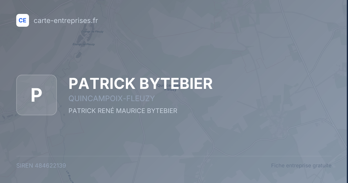 PATRICK BYTEBIER — 484622139 — fiche entreprise