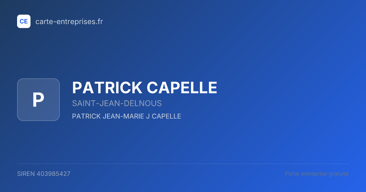 PATRICK CAPELLE — 403985427 — fiche entreprise