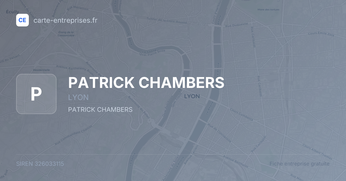 PATRICK CHAMBERS — 326033115 — fiche entreprise
