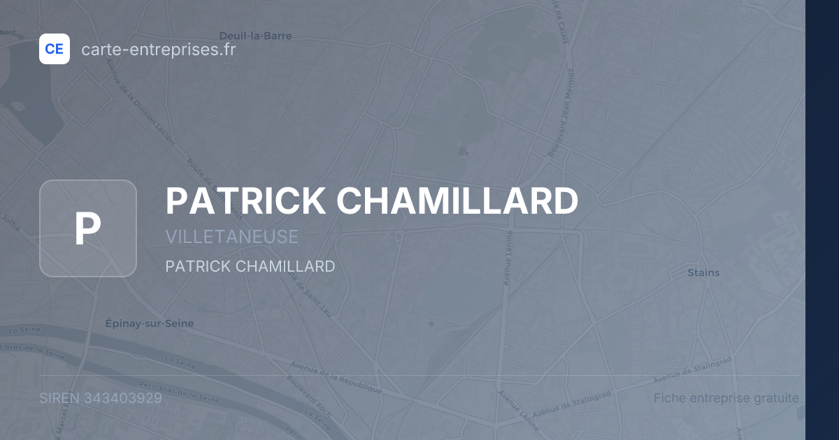 PATRICK CHAMILLARD — 343403929 — fiche entreprise